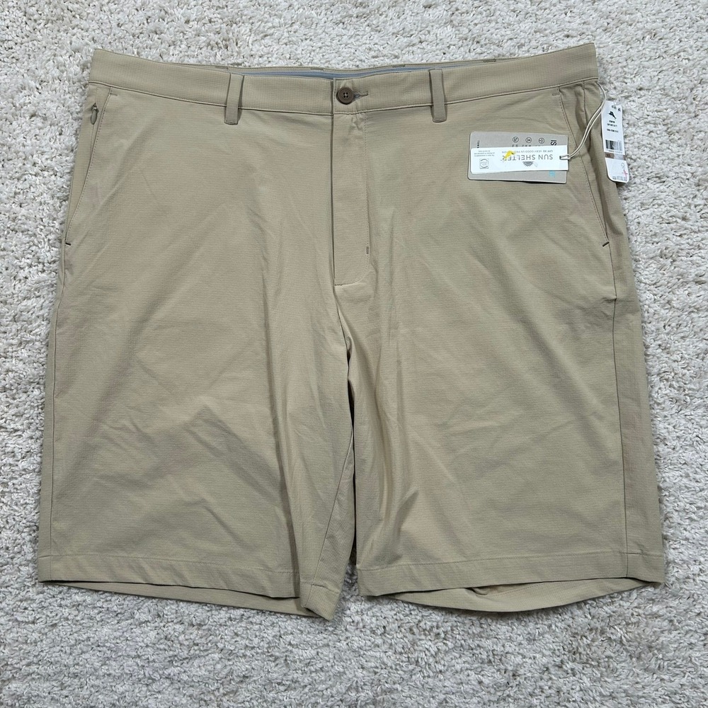 Tommy Bahama Chip Shot Shorts 42 Long Beige Khaki 11" Inseam Performance  New